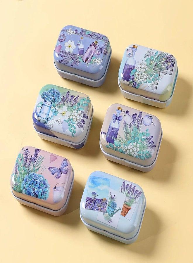 werdecade 16Pcs Mini Trinket Box Jewelry Organizer Storage, Rustic Floral Decorative Boxes Purple Small Metal Tins Storage Case Kit with Lid for Candy, Pins, Gift, Christmas, Travel (Rustic, 16) - Image 2